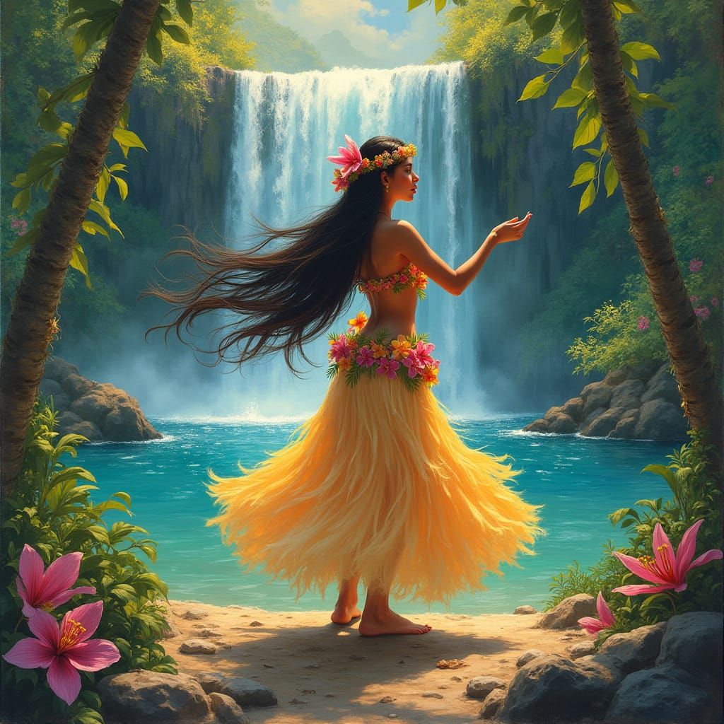Serene Hula Girl in Tropical Paradise
