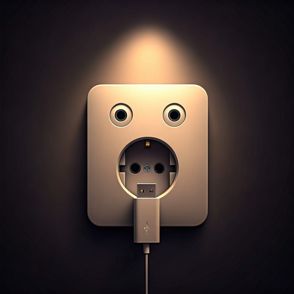 Whimsical Industrial Power Outlet in Cartoonish Surprise