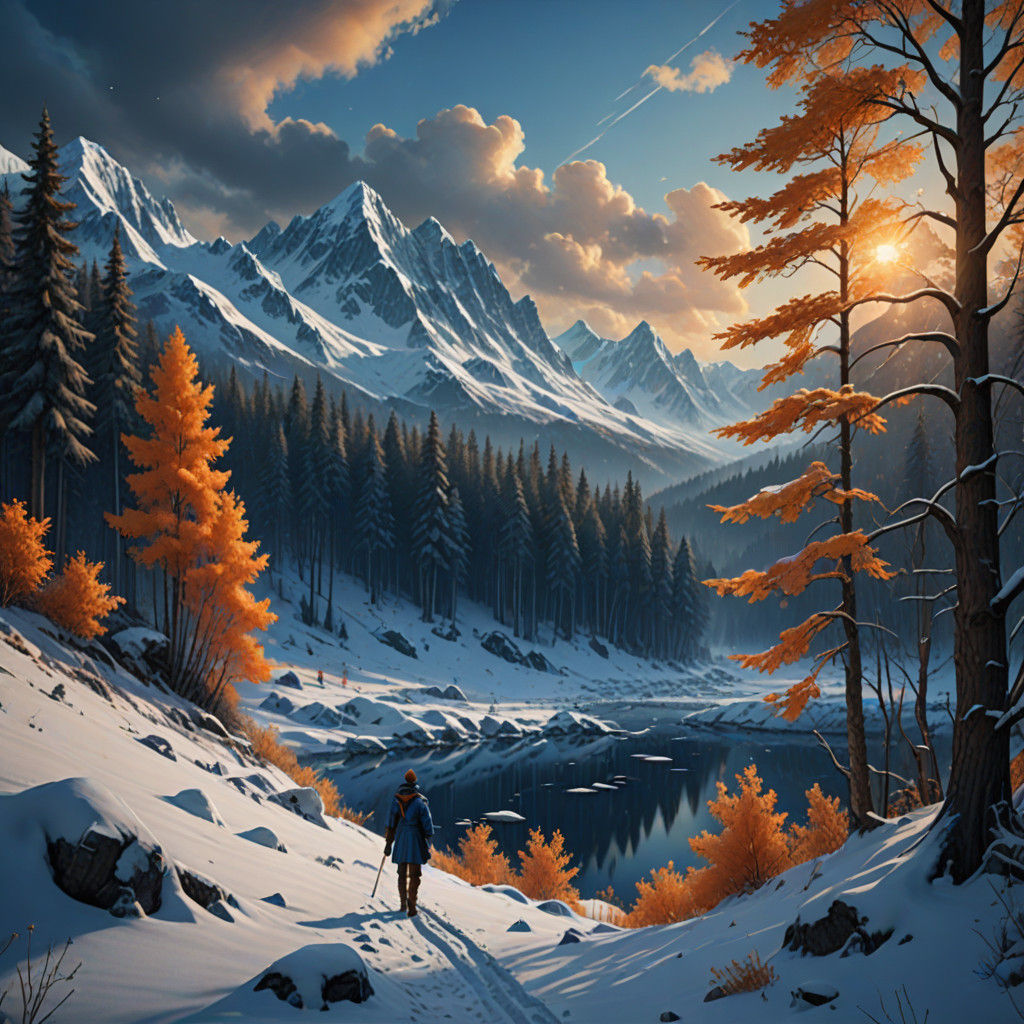 Renoir-Inspired Snowy Forest Scene in HDR