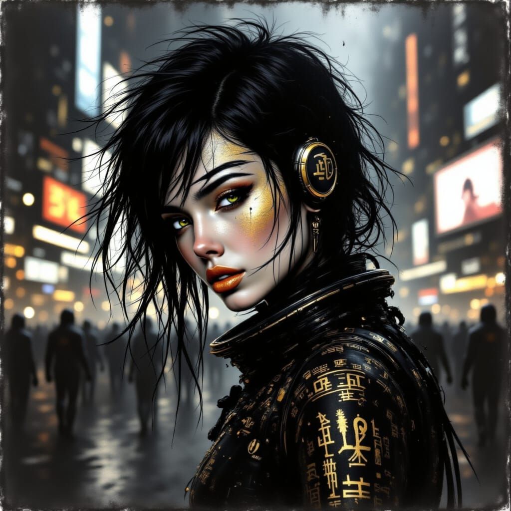 Futuristic Enchantress in Neon City