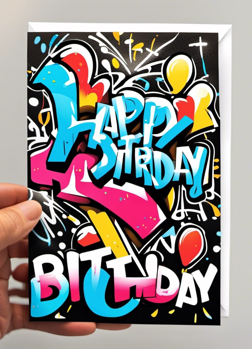 Graffiti Style Happy Birthday Card