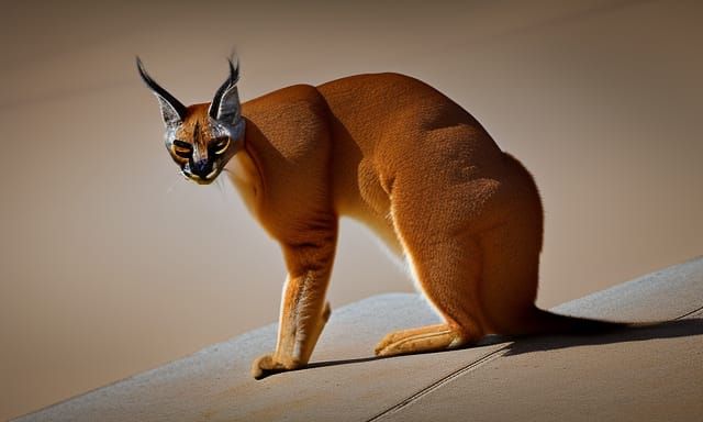 Hissing Caracal in Natural Light Photography