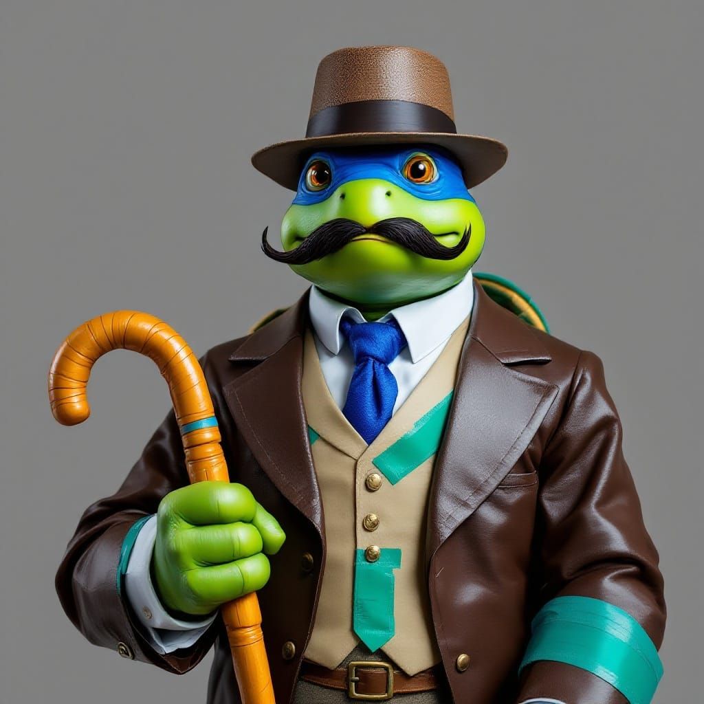 Duct Tape Turtle Gentleman in Whimsical Style