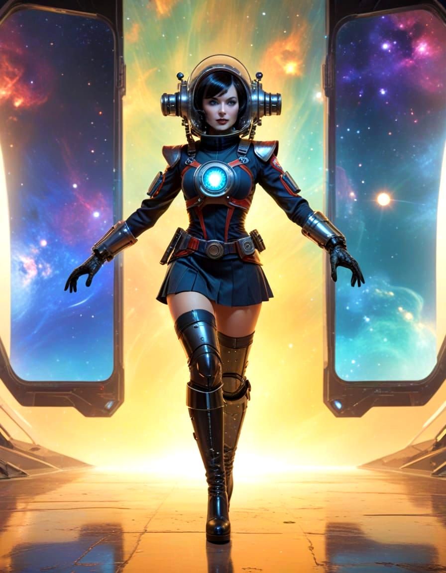 Retro-Futuristic Space Cadet in Epic Atompunk Setting