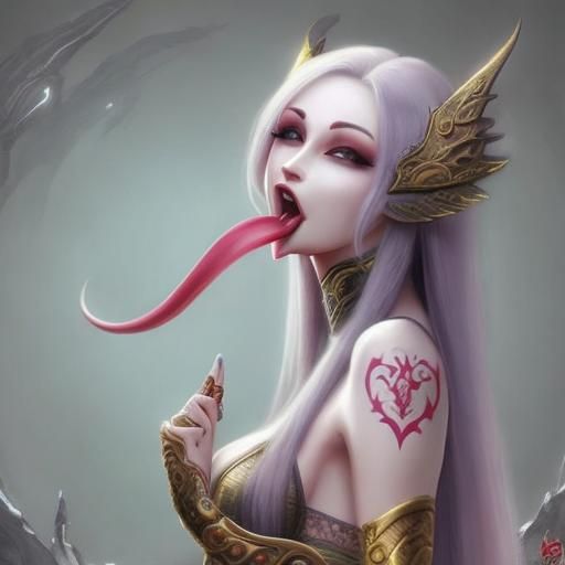 Fantasy Art: Girl with an Incredibly Long Tongue