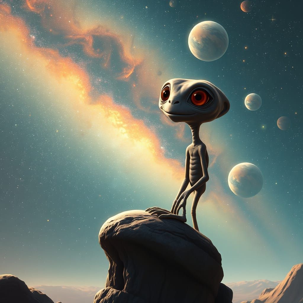 E.T. Observes Wondrous Outer Space Scenery in Dreamlike Real...