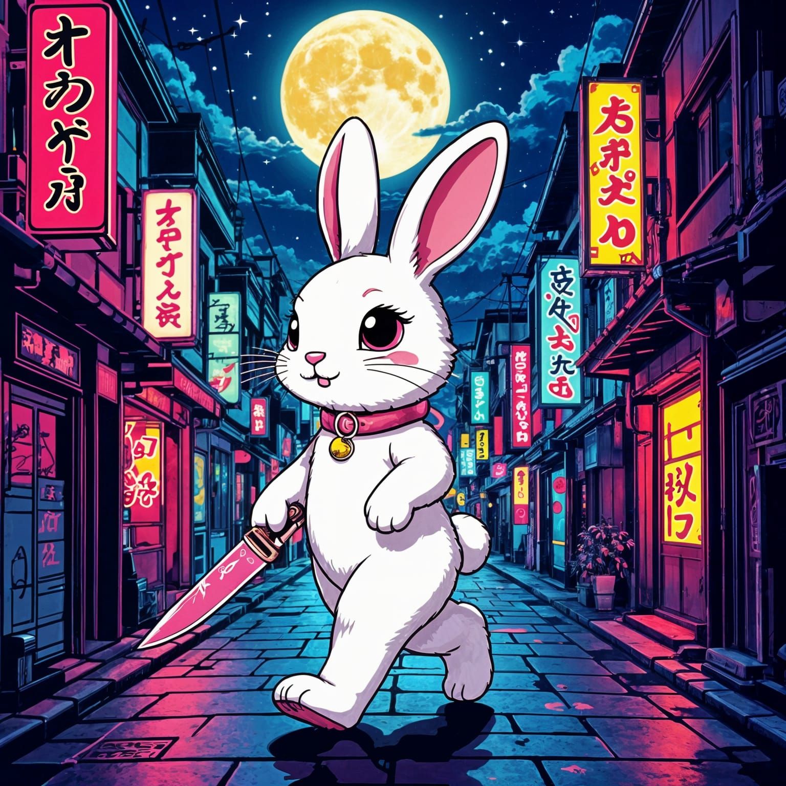 Neon Tokyo Streets: Bunny with a Blade