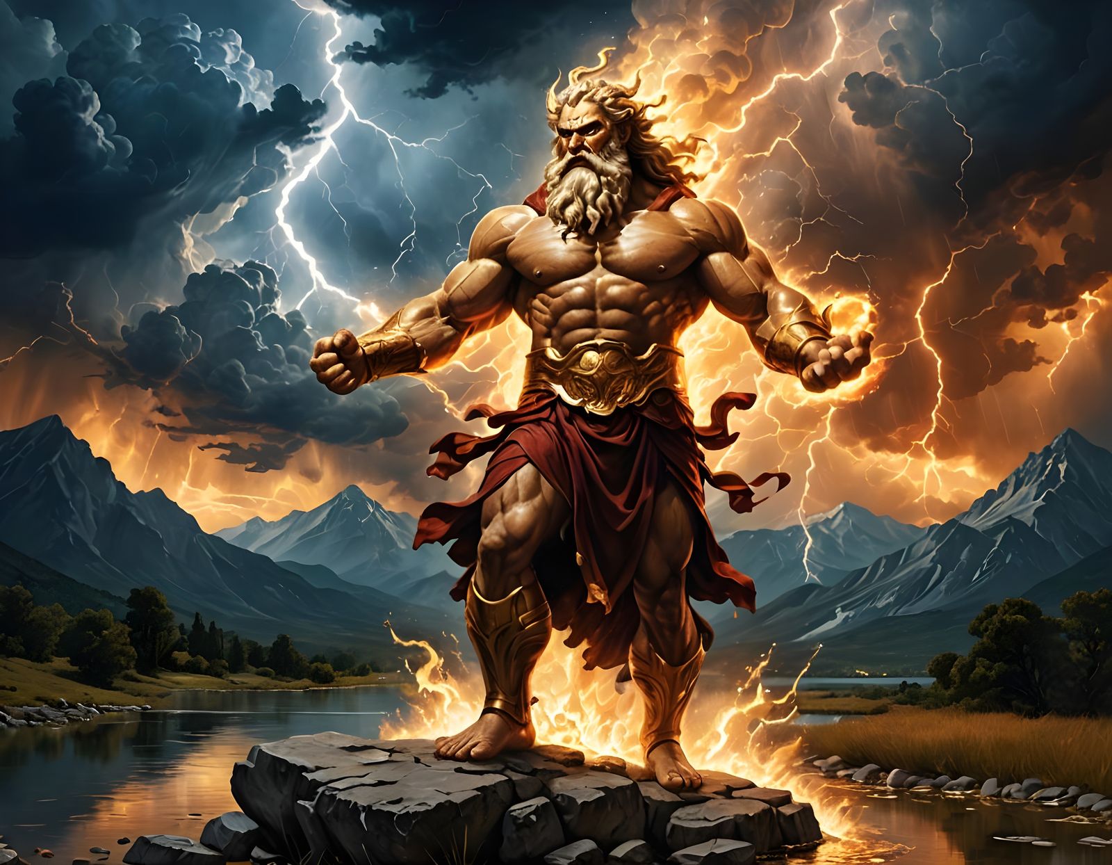 Zeus's Thunderous Fury on Mount Olympus