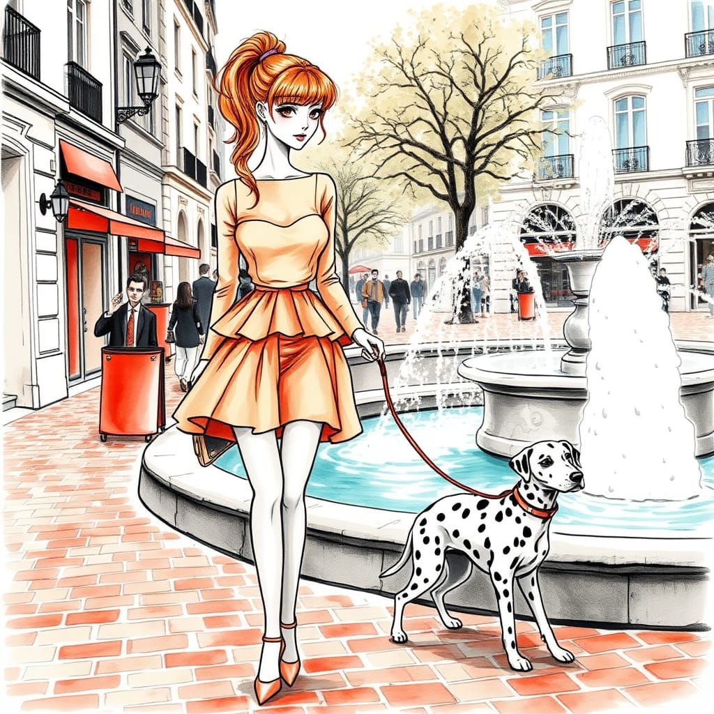 A beautiful woman with porcelain skin and blond red Curtain ...