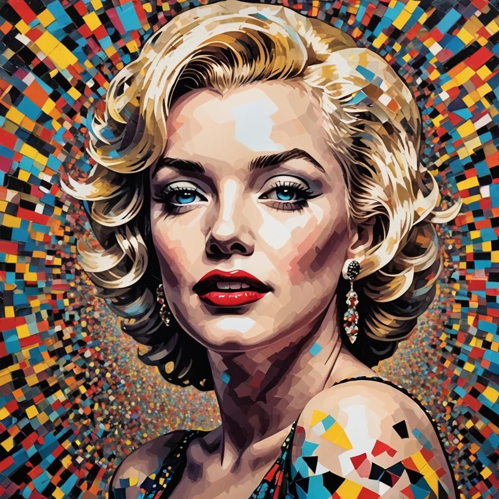 Marylin Monroe Glitch Pop Art Portrait