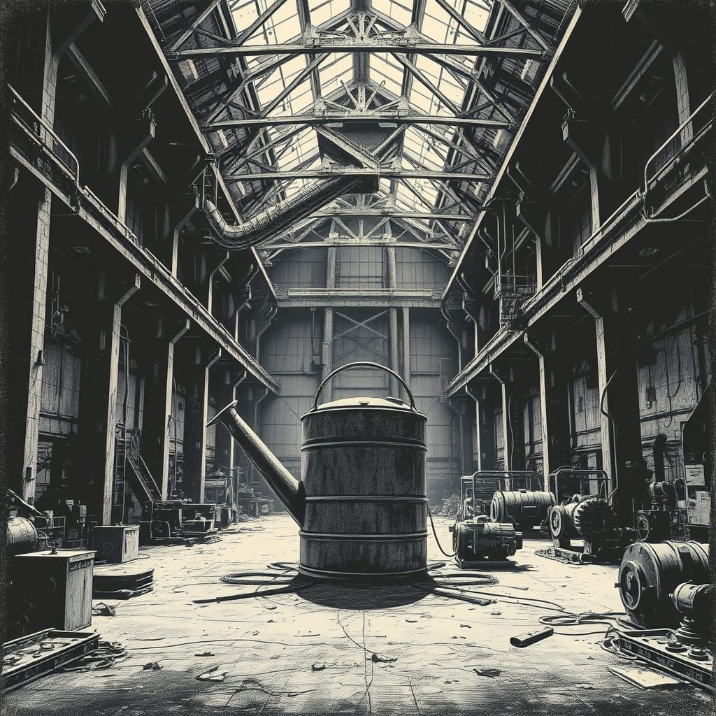 Colossal Watering Can in Abandoned Factory