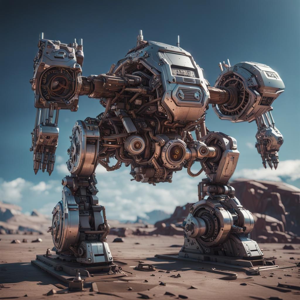 Futuristic Granny Robot with Intricate Mech Details