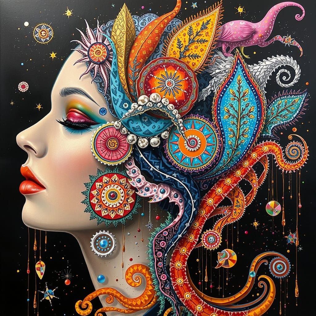 Louise Brooks Portrait in Surrealist Expressionist Style