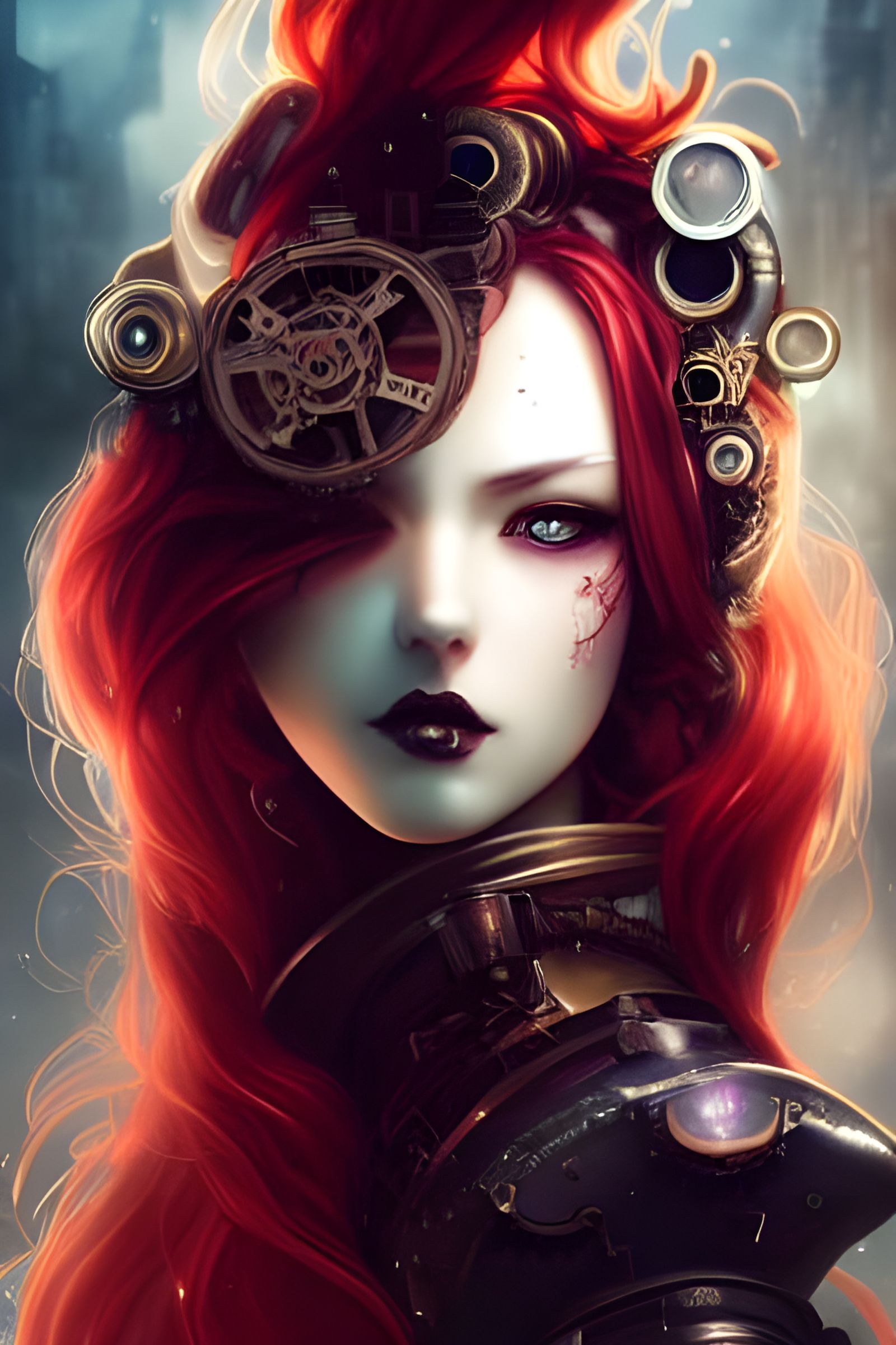 Gothic Steampunk Goddess in Hyper-Detailed Digital Art