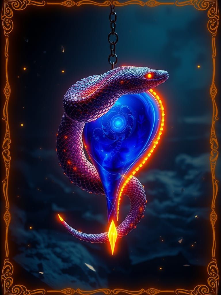 Bioluminescent Sea Serpent Wind Chime in Azure Depths