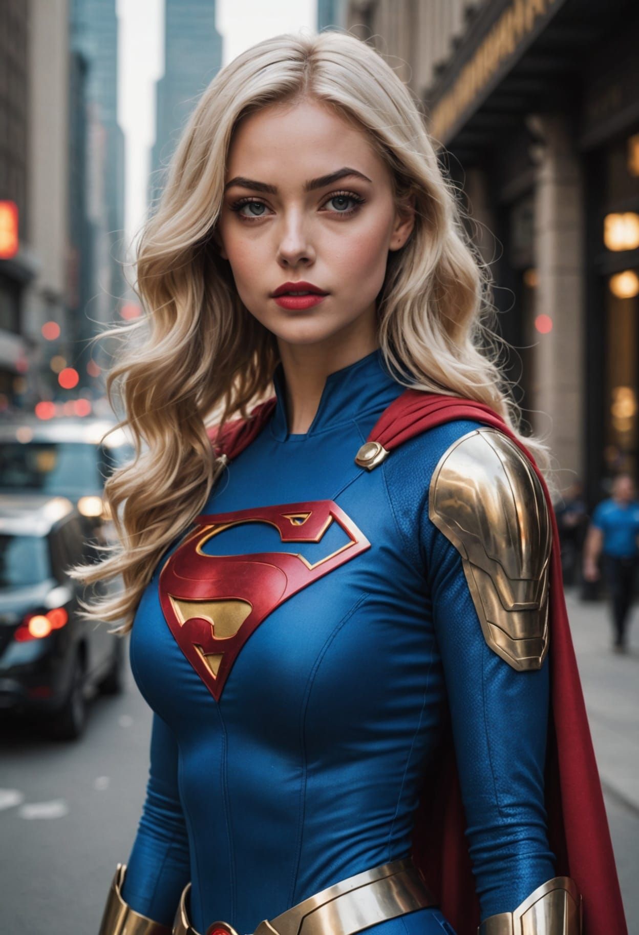 Athletic Blonde Superheroine in Cinematic Pose