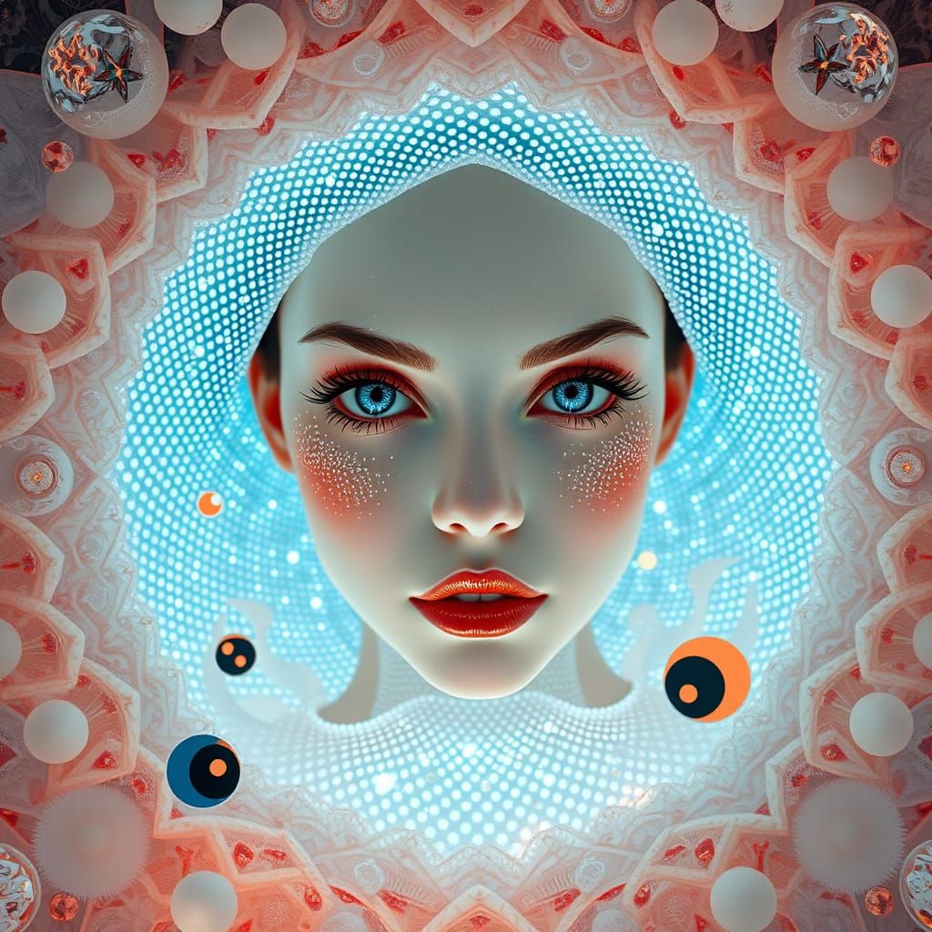 Faberge Woman Emerges from Crystal Matrix in Ethereal Style