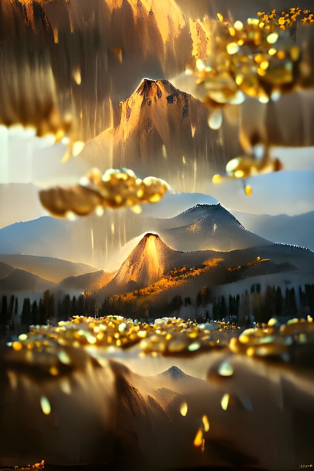 Diamond Mountain Bathed in Golden Light