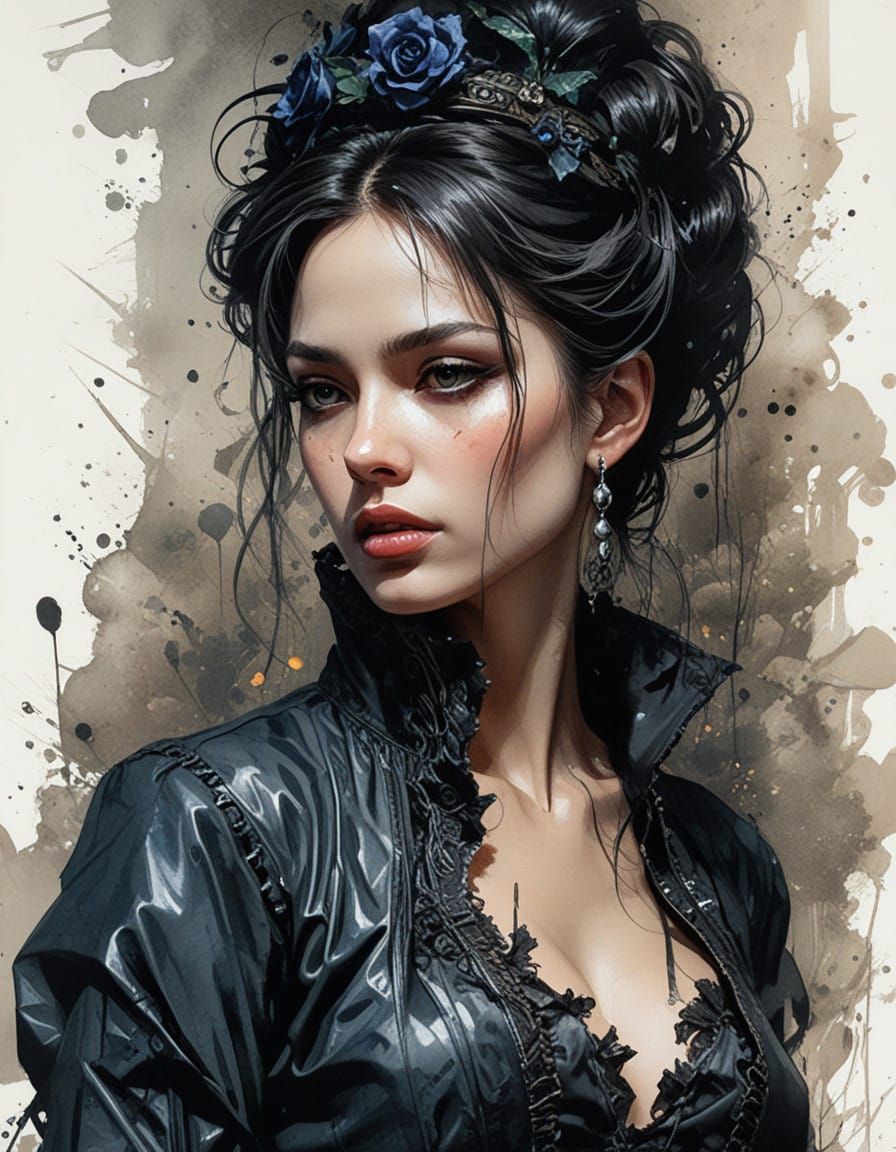 Elegant Victorian Siren in Fine Art Comic Book Style