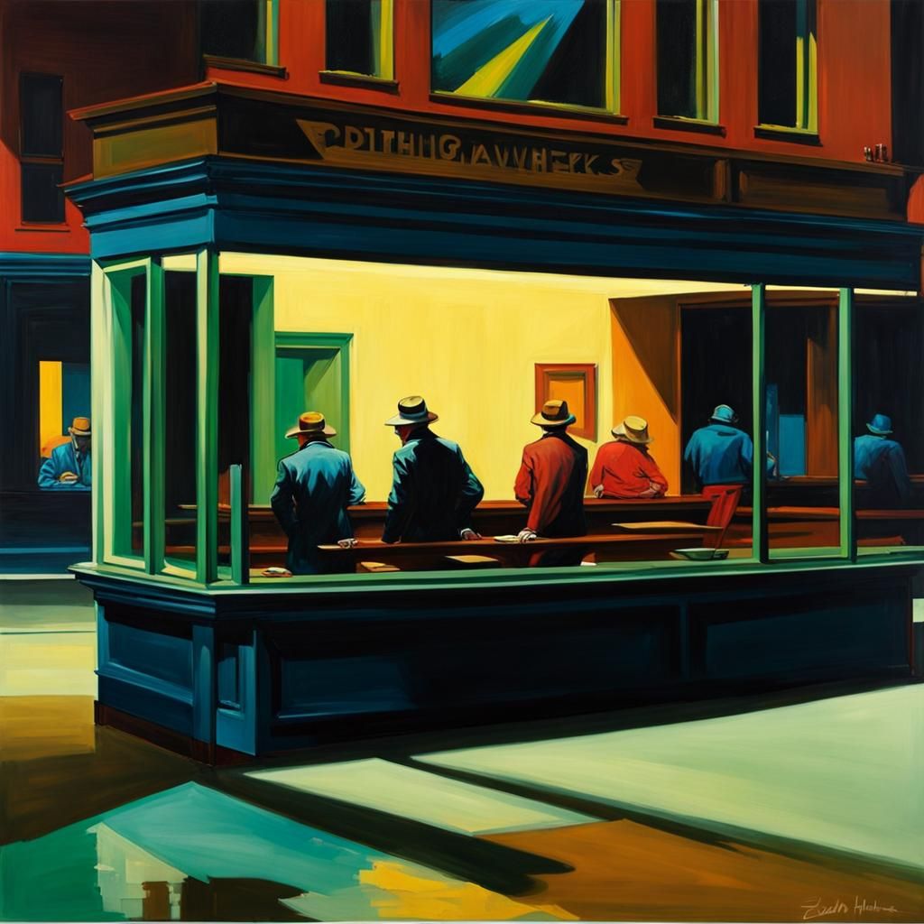 Modern Graffiti Art Nighthawks Interpretation