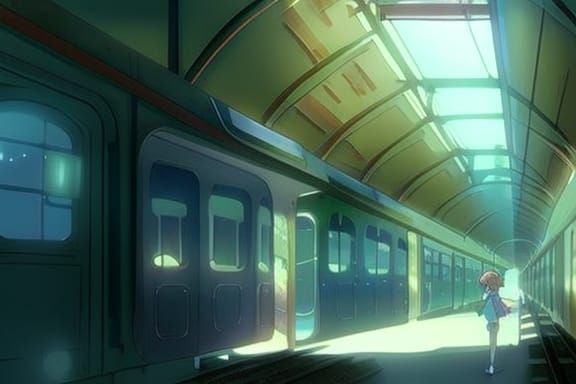 Anime Key Visual of a Dark Train in 8k