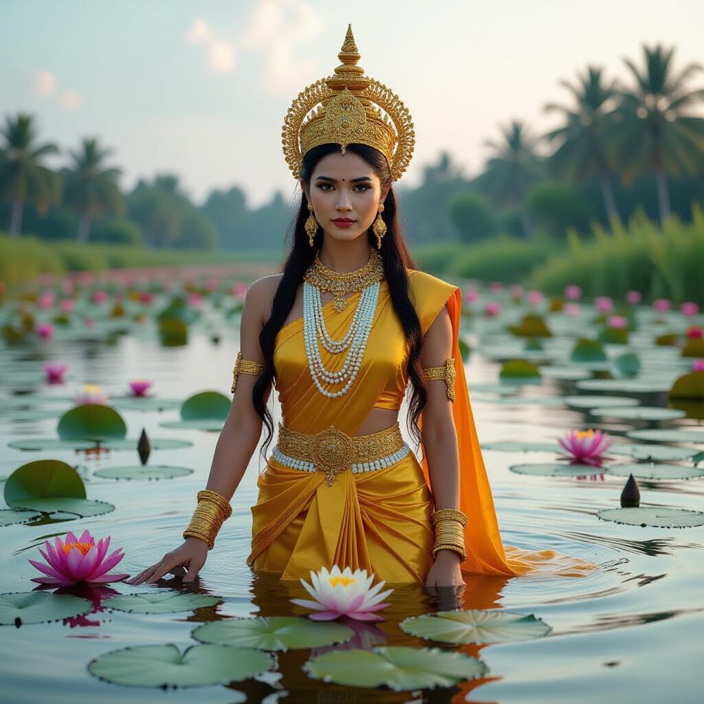 Moni Mekhala: Cambodian Water Goddess in Khmer Attire