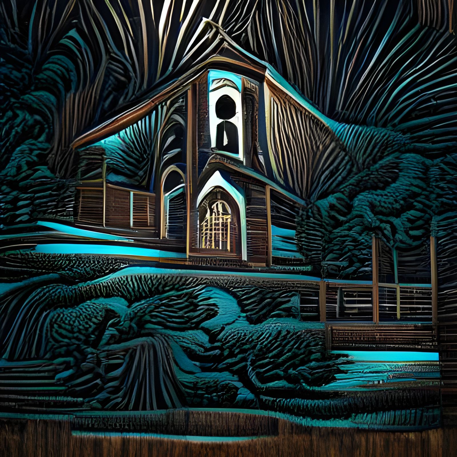 the church of the night 8k resolution beautiful woodcut