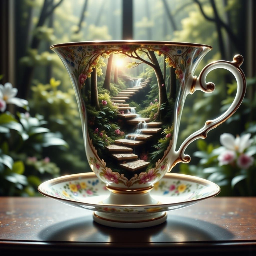 Enchanted Teacup Reveals Fantasyland Spiral Staircase