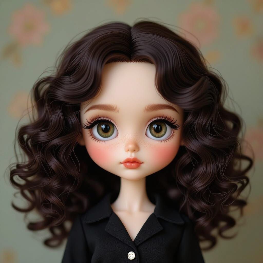 Mini Blythe Doll Portrait in Art Nouveau Style