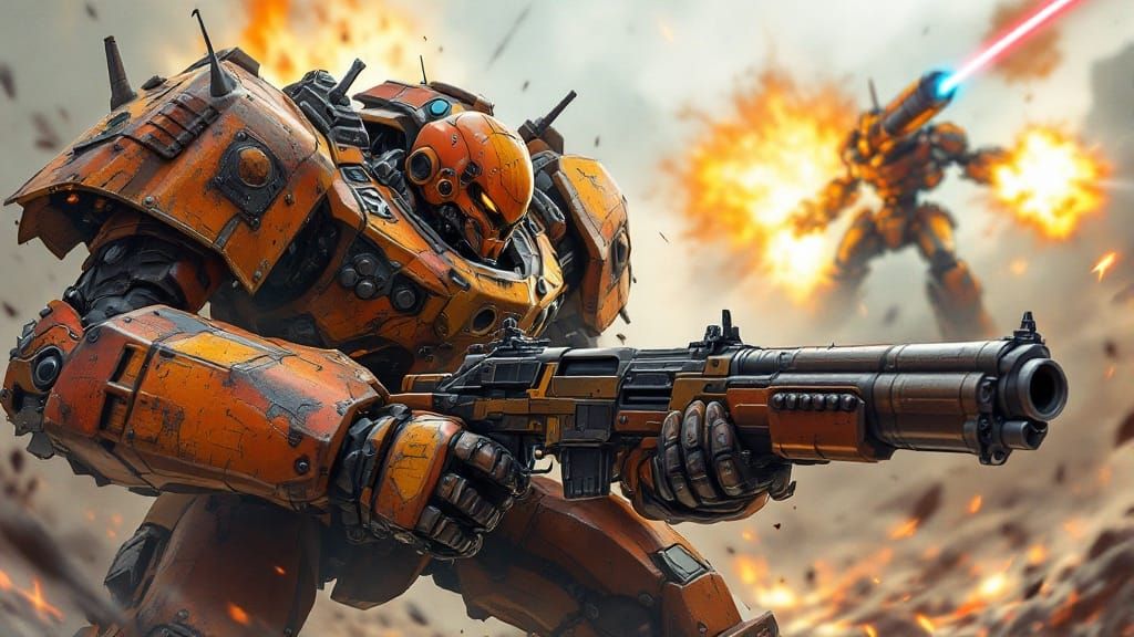 Anime Mecha Warrior Duel in a Warzone