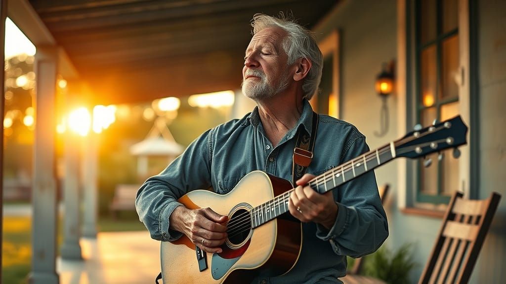 Blues Guitarist in Golden Light: Documentary Style