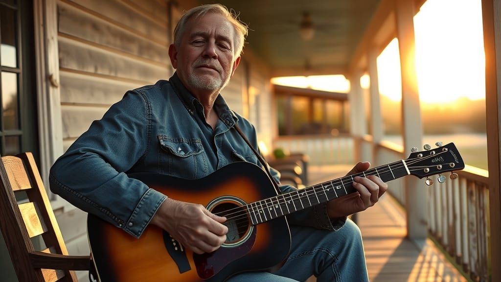 Blues Guitarist in Golden Hour Light