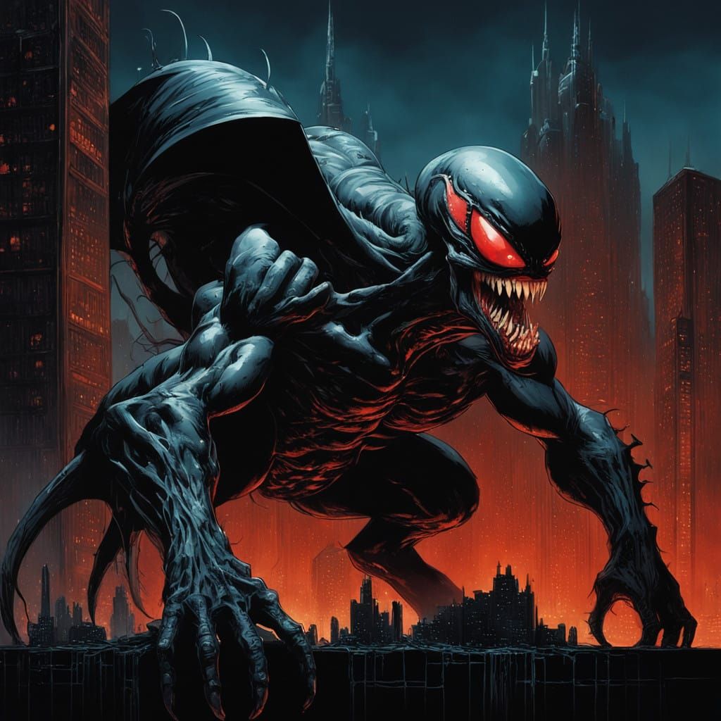 Gritty Dark Fantasy Portrait of Venom by Night