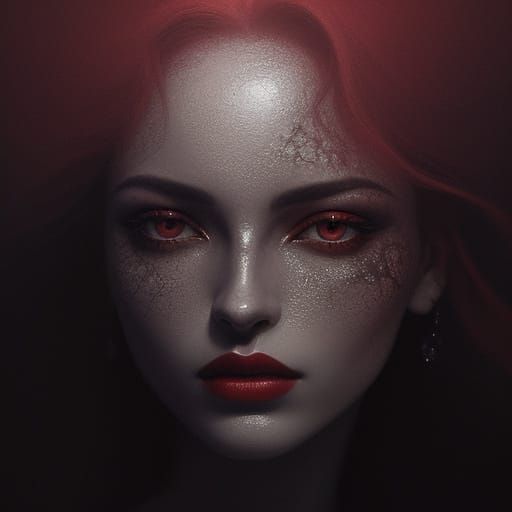 Ethereal Surrealist Woman Whispers to Shadow