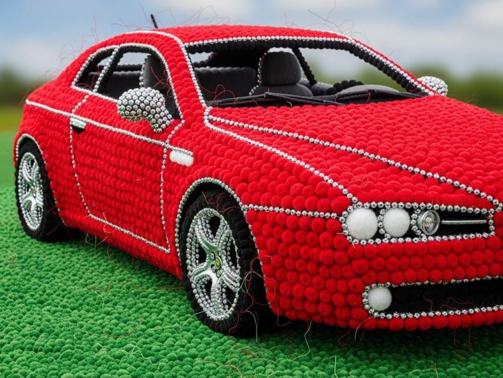 Alfa Romeo Brera Car Made of Pom Poms