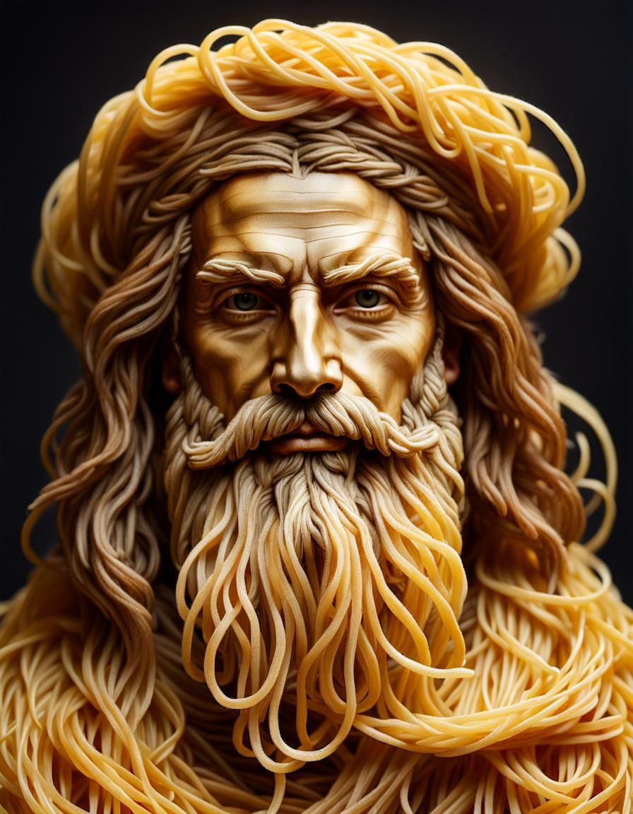 DaVinci Portrait with Spaghetti Beard in Renaissance Style