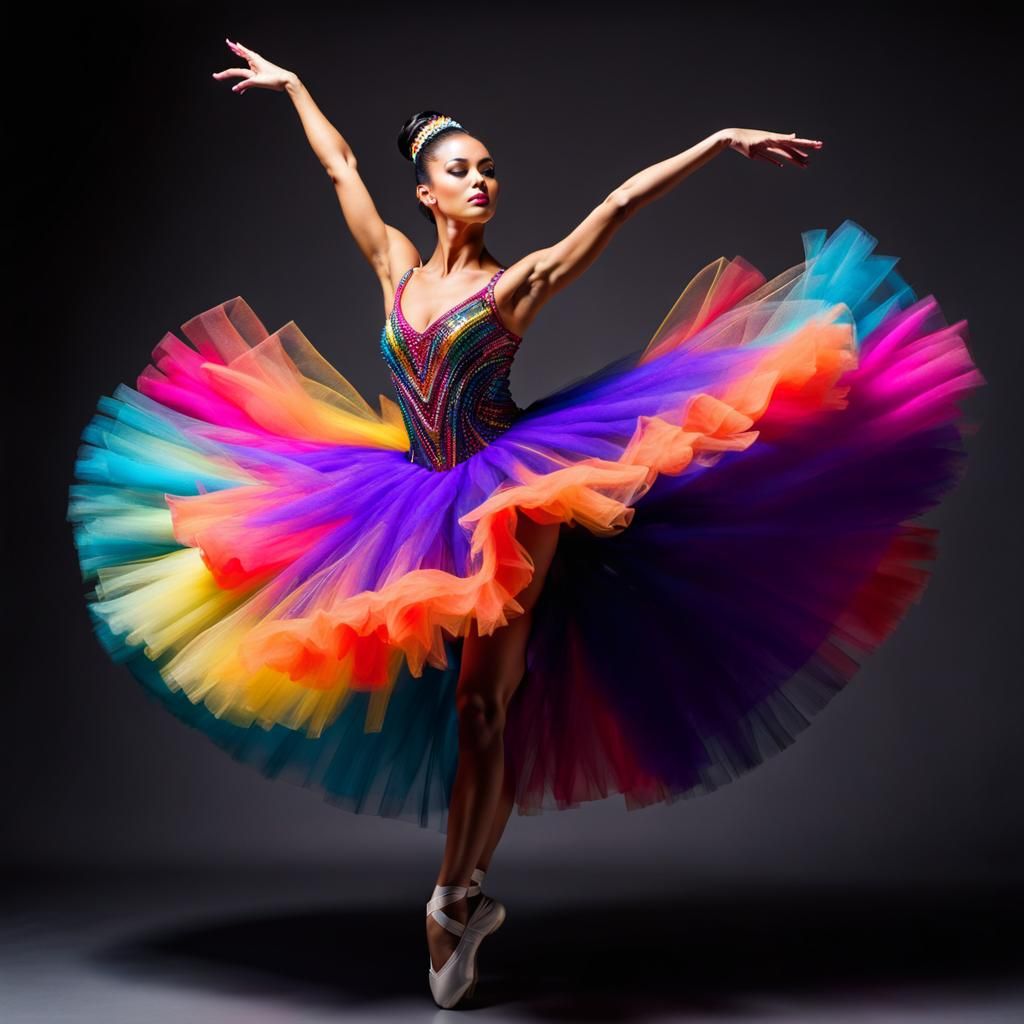 Ballerina Dancer with Colorful Tutu