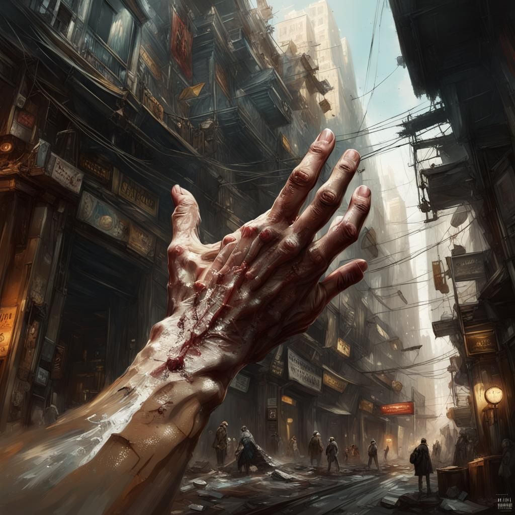 Gigantic Hand Grabbing: Dramatic Digital Art
