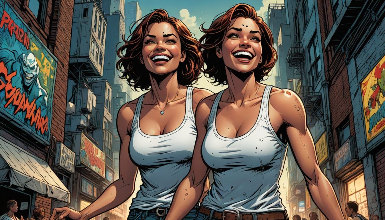 Comic Book Style Art of Woman in Tank Top