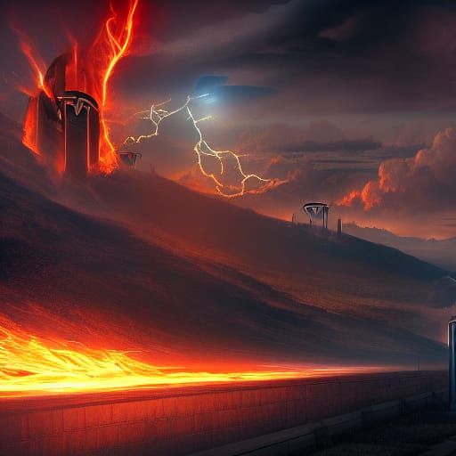 Tesla on Fire: Epic Cinematic Digital Painting