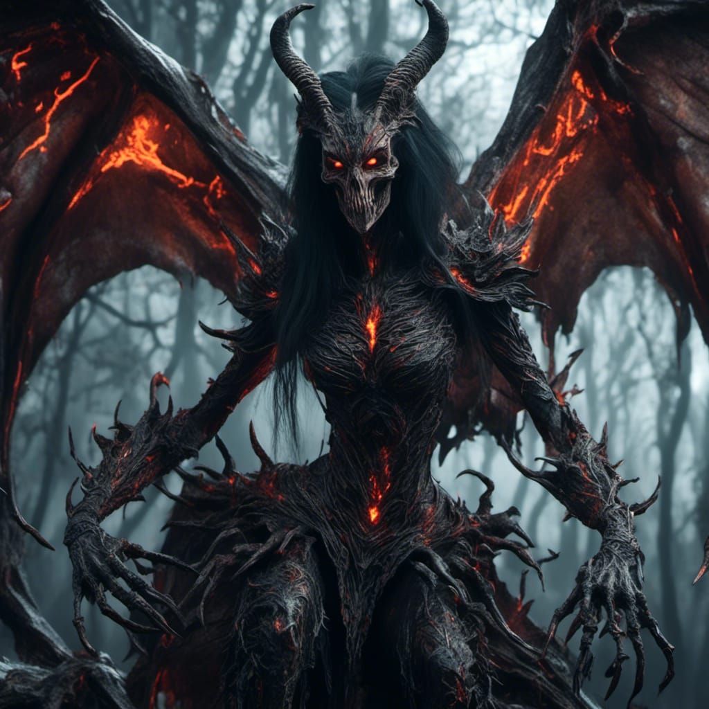 Female Jersey Devil with White Skin, Digital Art