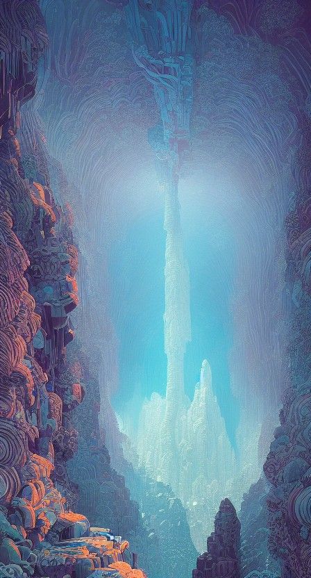 Intricate Crystal Quartz Cave Fantasy Art