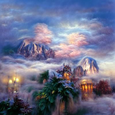 Mount Olympus at Dawn in Ethereal Fantasy Style