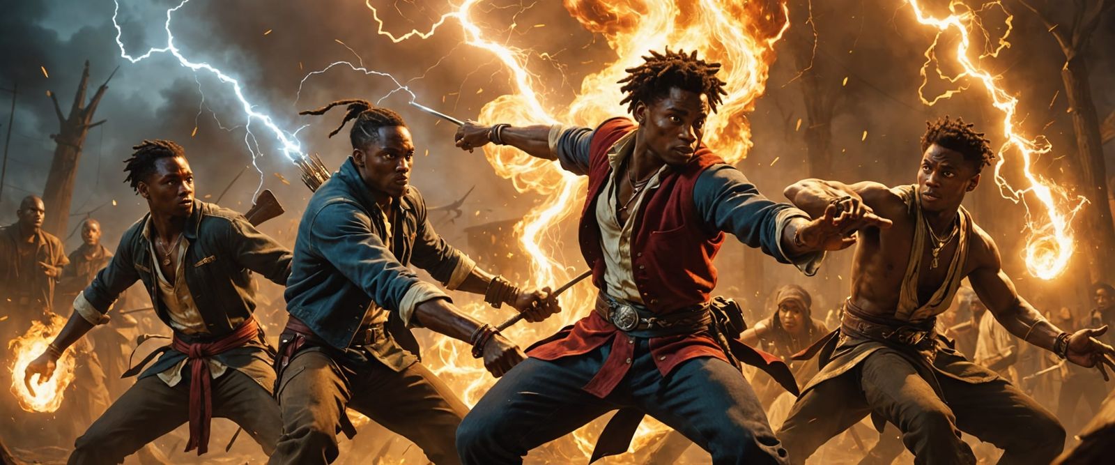 Magical Duel Between Two Wizards in a Turbulent Sky