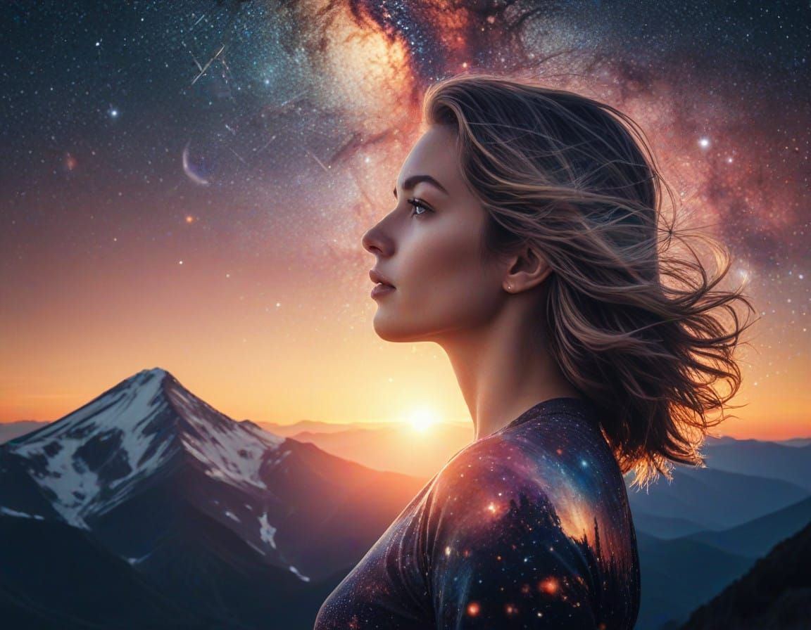 Stunning Female Figure Blending with Celestial Bodies in Ult...