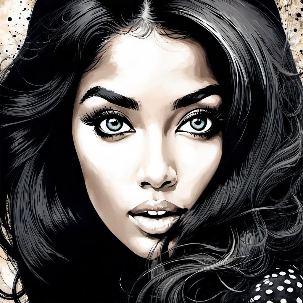 Intriguing Songstress Captured in Grungy 60s Digital Art