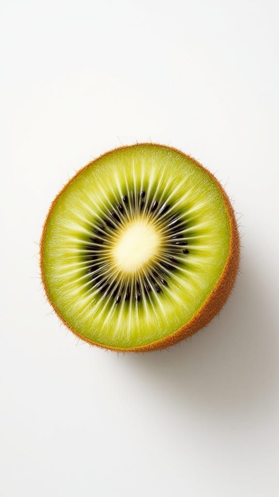 Vibrant Kiwi Close-Up in Minimalist White