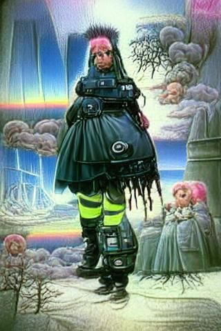 Cybergoth Girl in Romantic Landscape Style