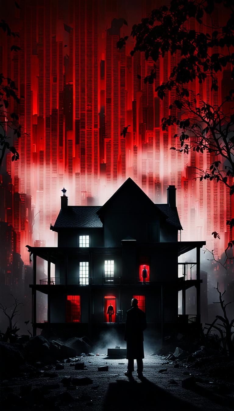 Moody House Scene with Shadowy Figure and Forged Document