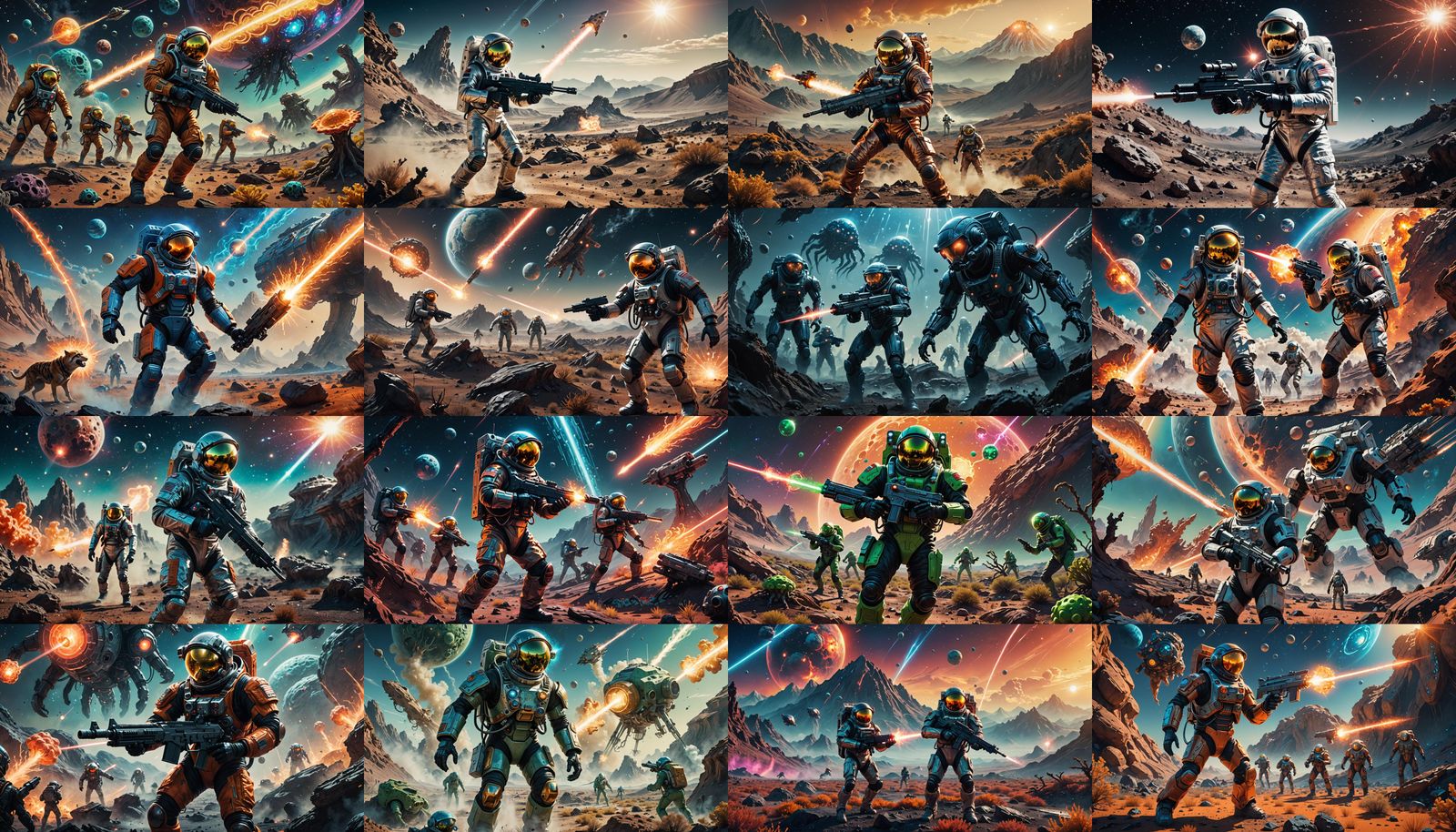 Cosmonaut Defends Against Aliens on Distant Planet